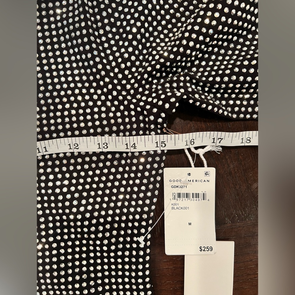 Good American Long-Sleeve Crew-Neck Crystal Mini Dress Size Medium NWT sold out - Picture 5 of 14